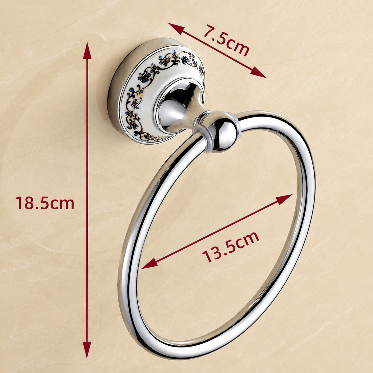 Dimensions de l'Anneau Porte-serviettes en Chrome