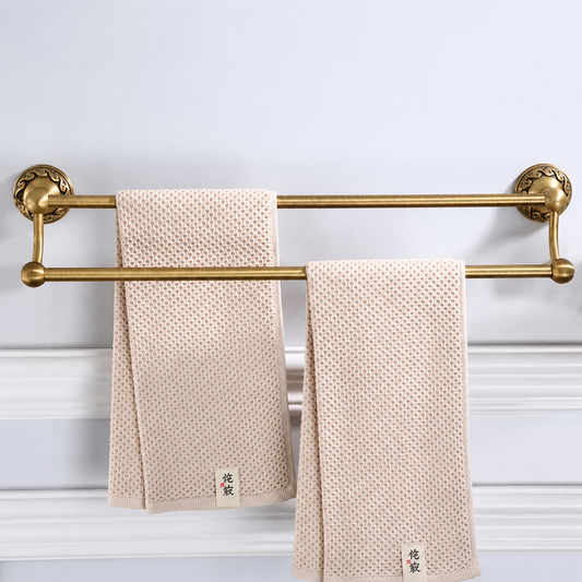 Porte-serviettes 2 Barres en Laiton Antique