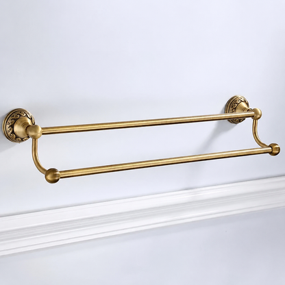 Porte-serviettes 2 Barres en Laiton Antique