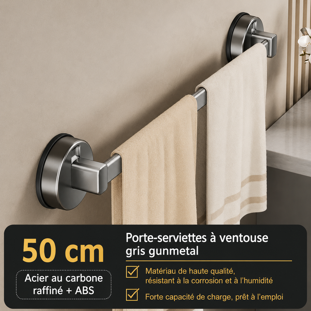 Porte-serviettes Gris à Ventouse