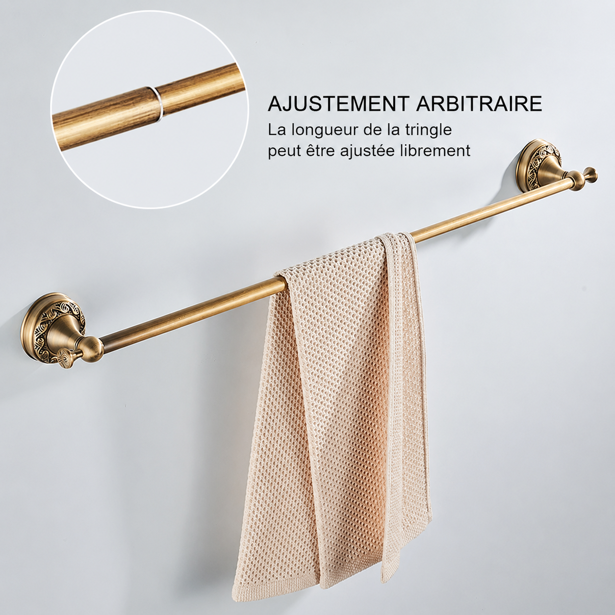 Porte-serviettes Coulissant Antique en Laiton Bronze