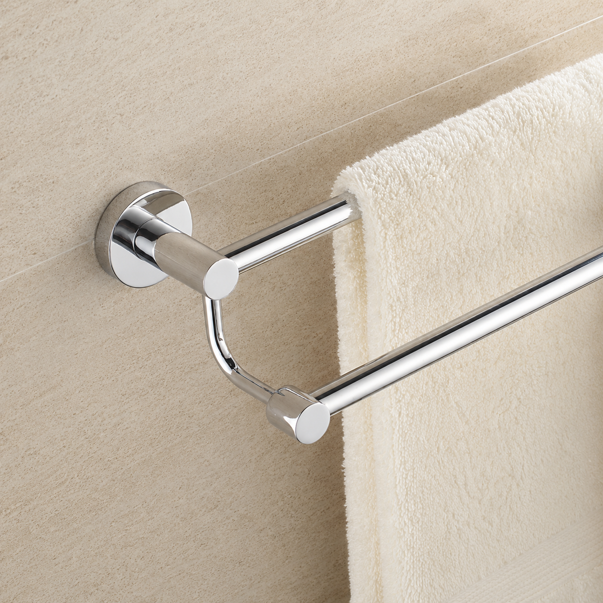 Double Porte-serviettes en Chrome Support