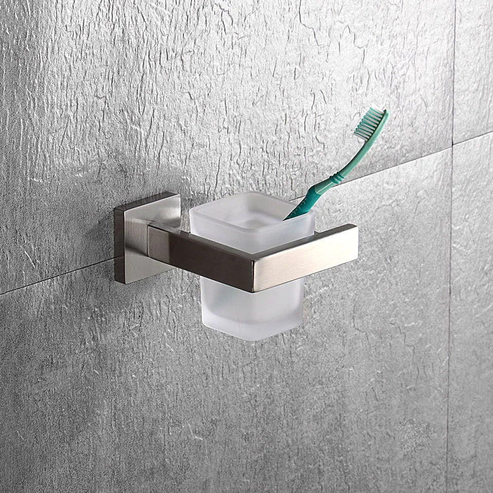 Ensemble Accessoires Salle de Bain Acier Inoxydable Brossé - Porte-Serviettes Papier Toilette Crochets