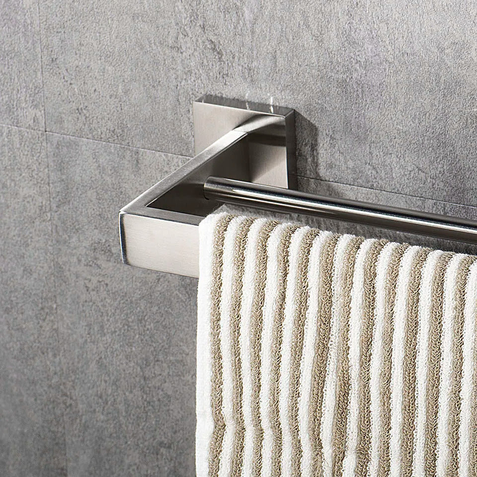 Ensemble Accessoires Salle de Bain Acier Inoxydable Brossé - Porte-Serviettes Papier Toilette Crochets