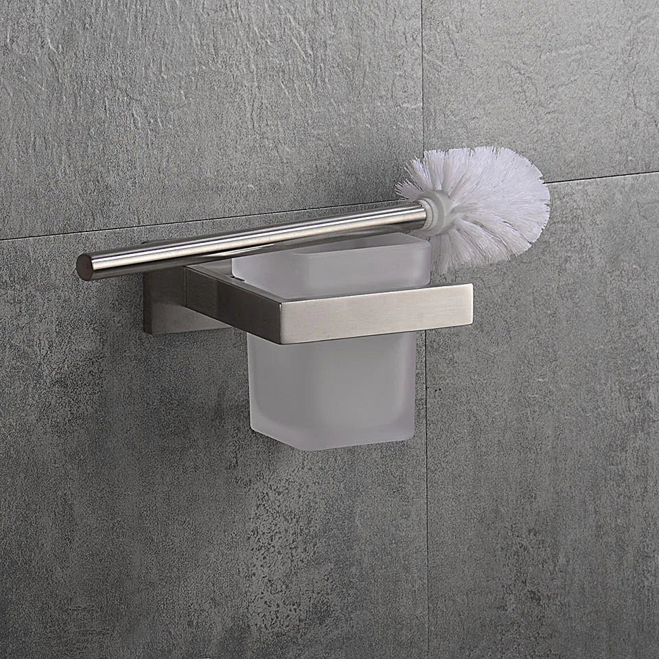 Ensemble Accessoires Salle de Bain Acier Inoxydable Brossé - Porte-Serviettes Papier Toilette Crochets
