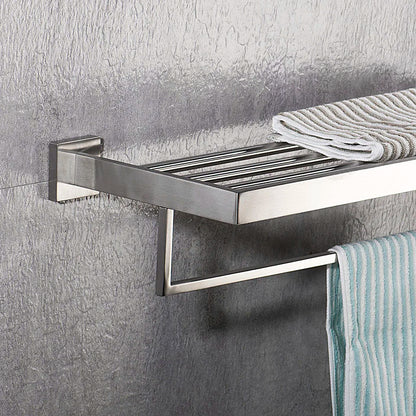 Ensemble Accessoires Salle de Bain Acier Inoxydable Brossé - Porte-Serviettes Papier Toilette Crochets