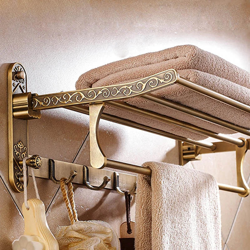 Porte-serviettes Pliable en Laiton Antique