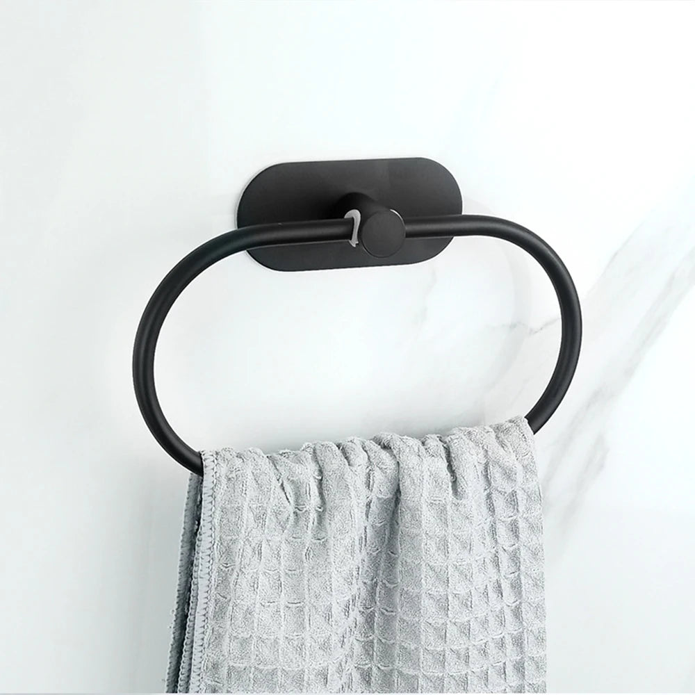 Porte-Serviettes Noir Anneau Rotatif