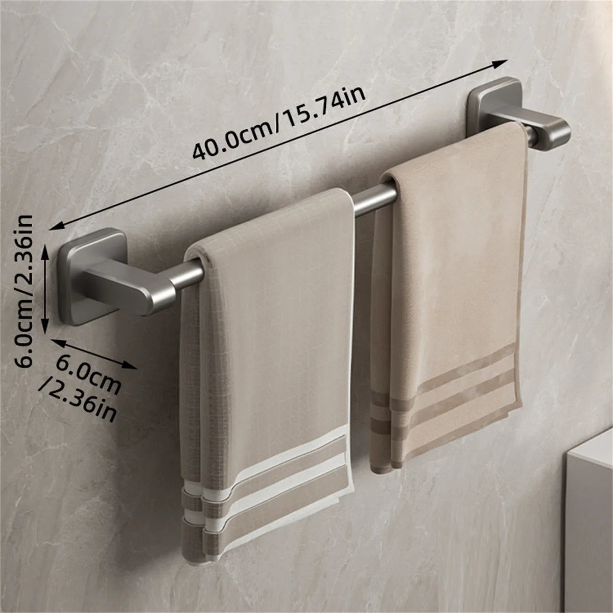 Porte-serviettes Auto-Adhésif en Gris 40 cm avec 1 Barre