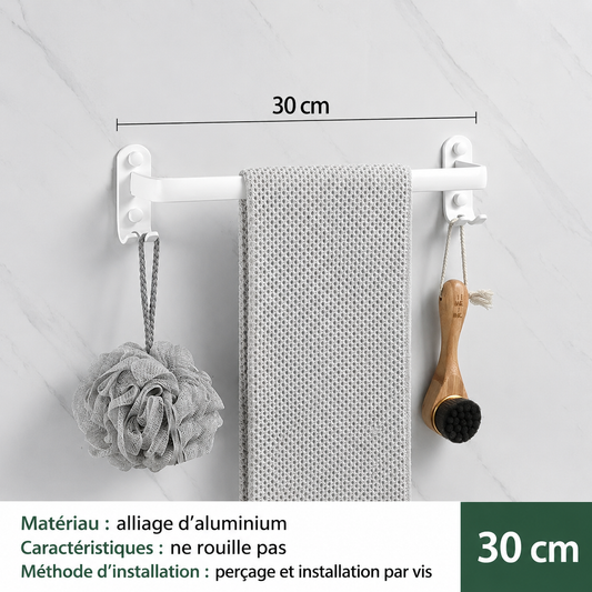 Porte-serviettes en Blanc avec Rangement 1 barre 30cm