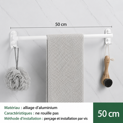 Porte-serviettes en Blanc avec Rangement 1 barre 50cm
