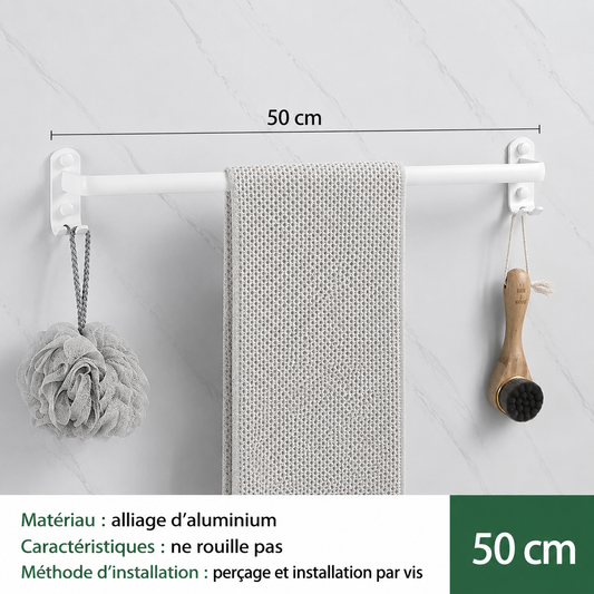Porte-serviettes en Blanc avec Rangement 1 barre 50cm