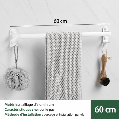 Porte-serviettes en Blanc avec Rangement 1 barre 60cm