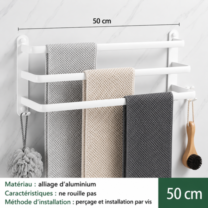 Porte-serviettes en Blanc avec Rangement 3 barres 50cm