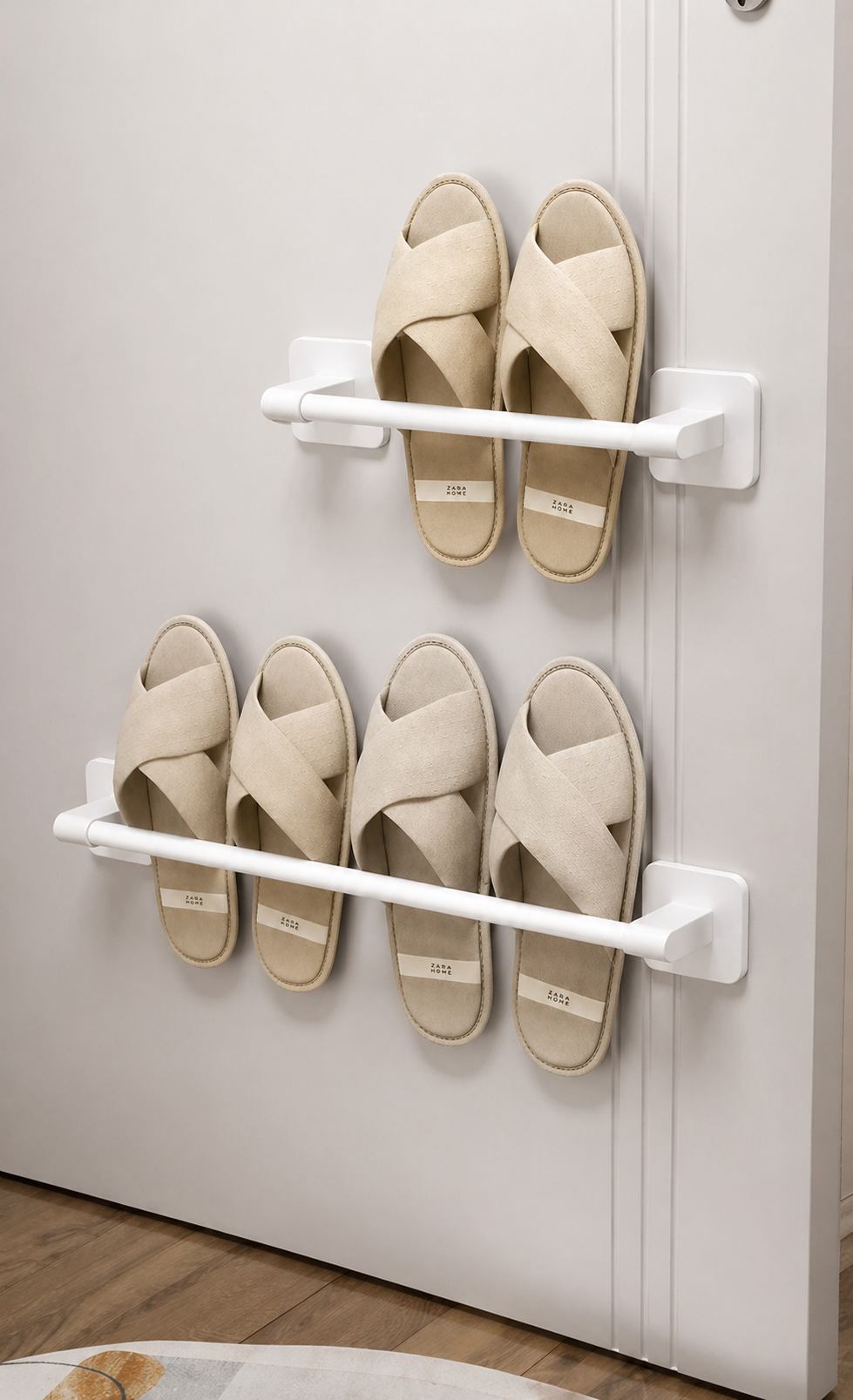 Porte-serviettes Blanc avec Range-Chaussons