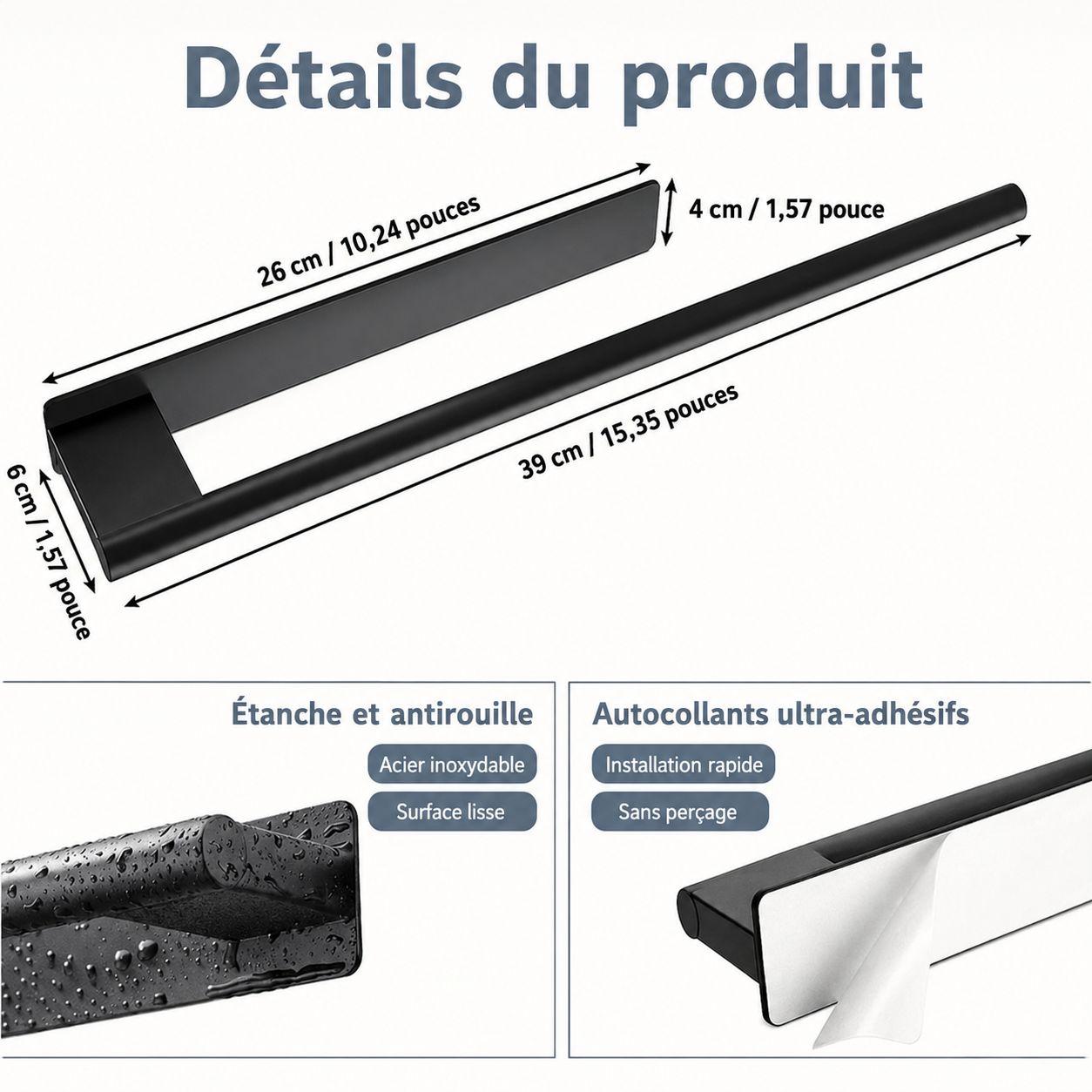 Porte-serviettes Brossé en Acier Inoxydable