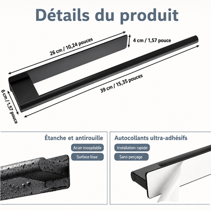 Porte-serviettes Brossé en Acier Inoxydable en Noir avec 1 Barre