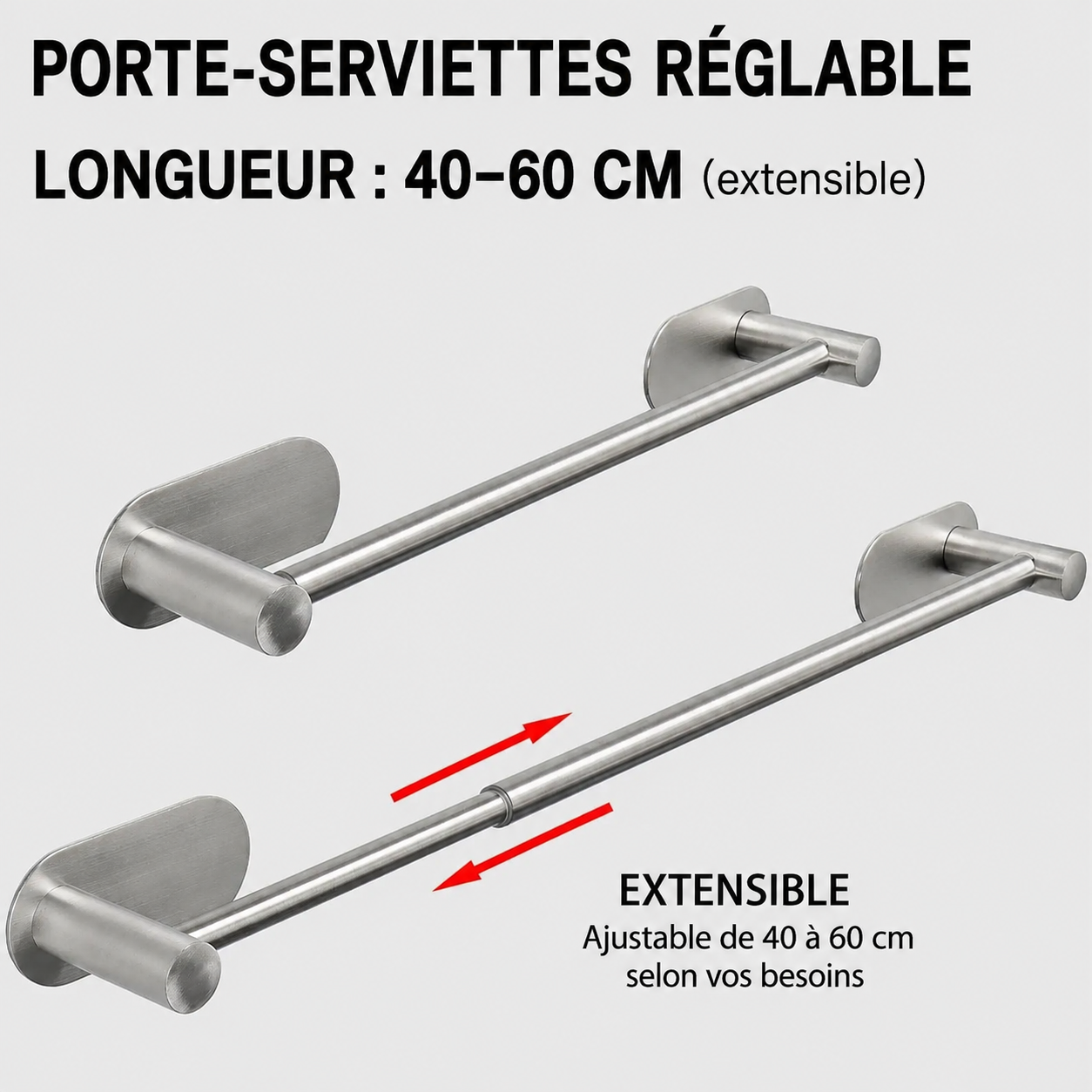 Porte-serviettes Coulissant Antirouille Argent