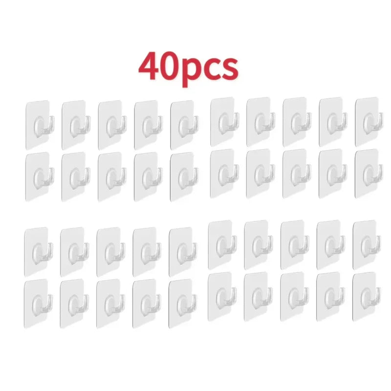 Porte-serviettes Crochet Adhésif Transparent Type 1 avec 40 Pcs