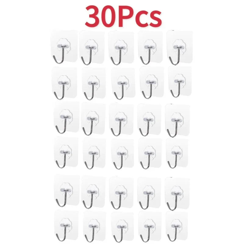 Porte-serviettes Crochet Adhésif Transparent Type 2 avec 30 Pcs