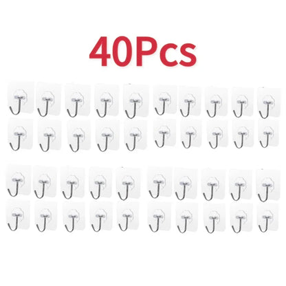 Porte-serviettes Crochet Adhésif Transparent Type 2 avec 40 Pcs