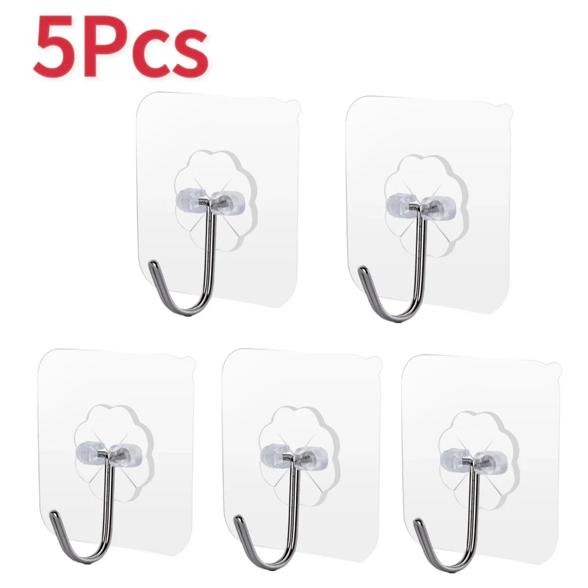 Porte-serviettes Crochet Adhésif Transparent Type 2 avec 5 Pcs