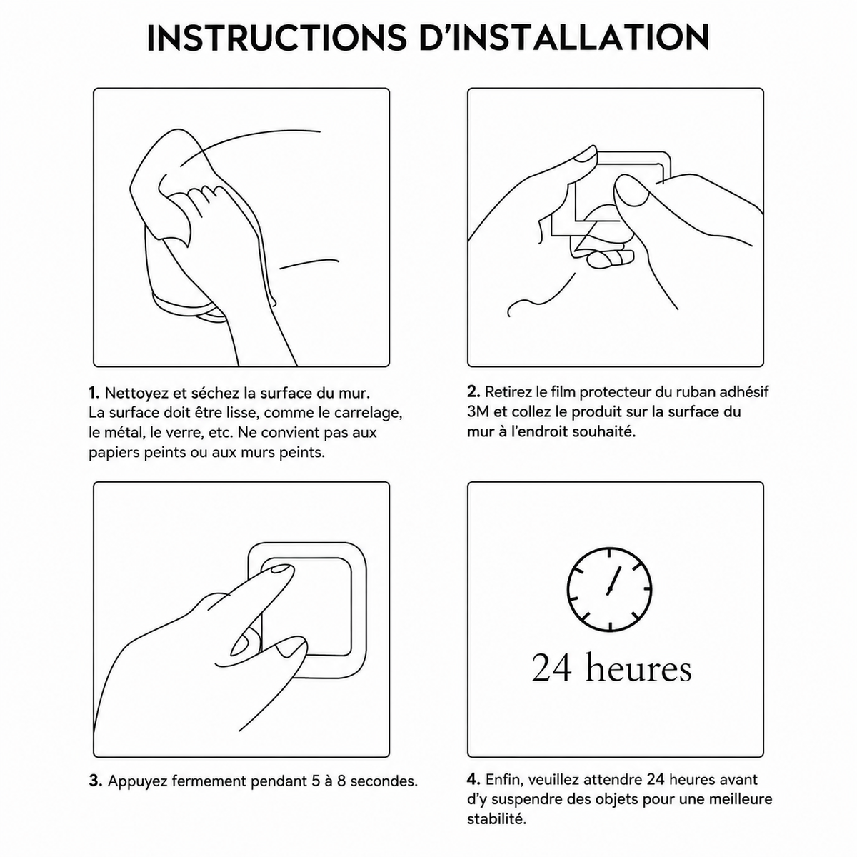 Porte-serviettes Crochet Doré Instructions d'installation