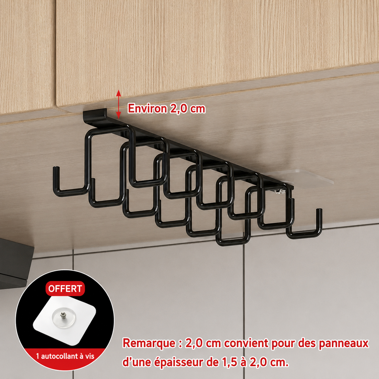 Porte-serviettes Crochet Sous Placard