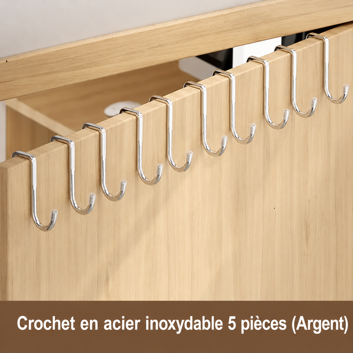 Porte-serviettes Crochet en Double S Argent avec 10 pièces