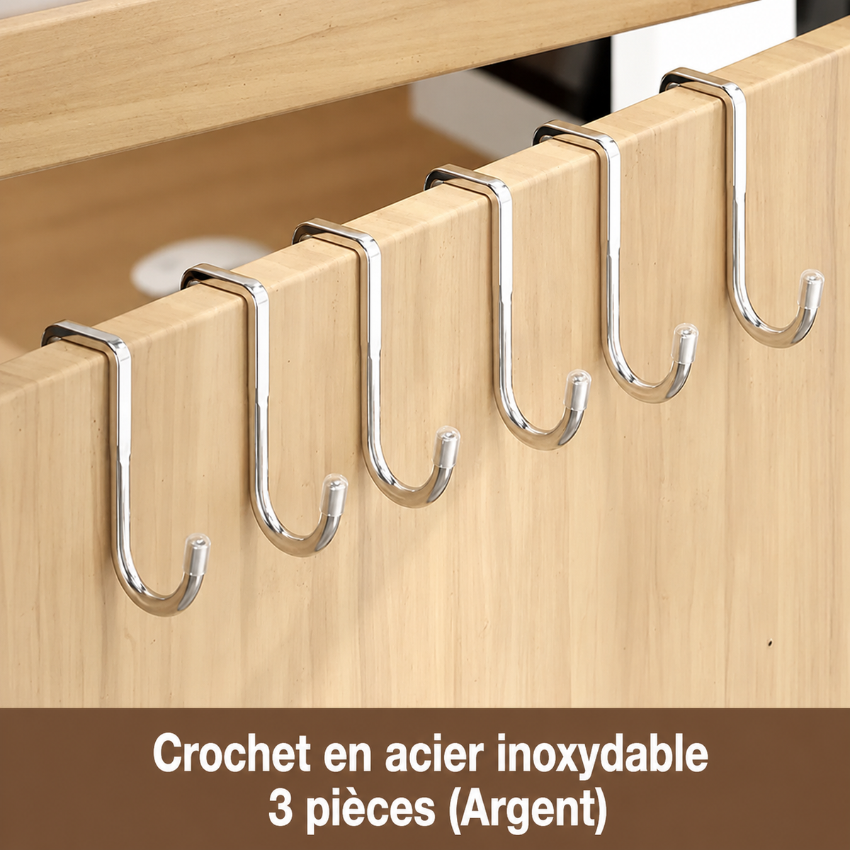 Porte-serviettes Crochet en Double S Argent avec 3 pièces