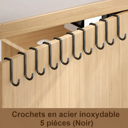 Porte-serviettes Crochet en Double S Noir avec 5 pièces