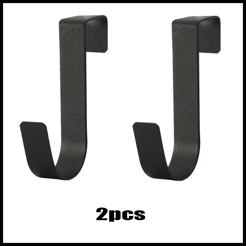 Porte-serviettes Crochet en J pour Porte Placard en Noir avec 2 pièces