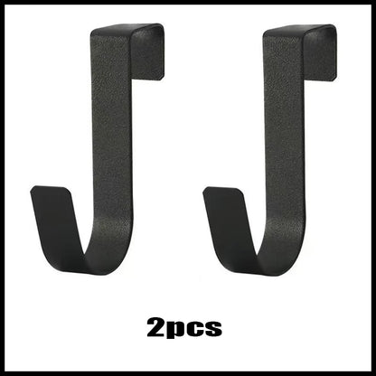Porte-serviettes Crochet en J pour Porte Placard en Noir avec 2 pièces