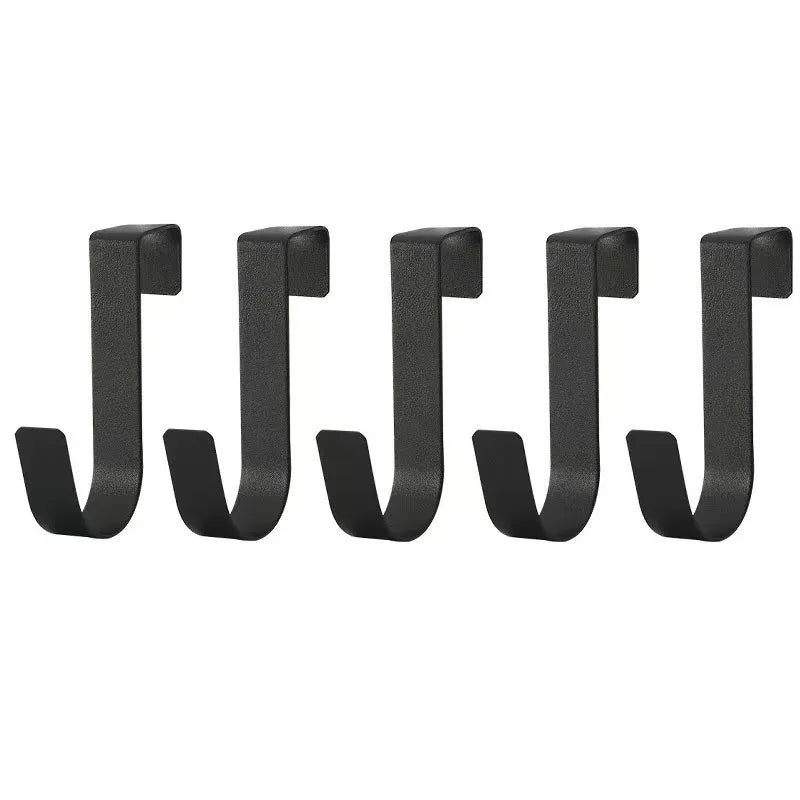Porte-serviettes Crochet en J pour Porte Placard en Noir avec 5 pièces