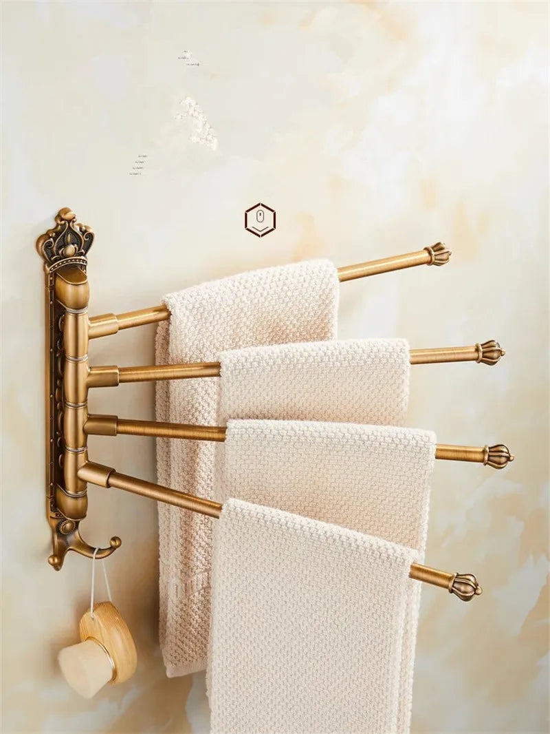 Porte-serviettes Doré Pivotant avec 4 Barres