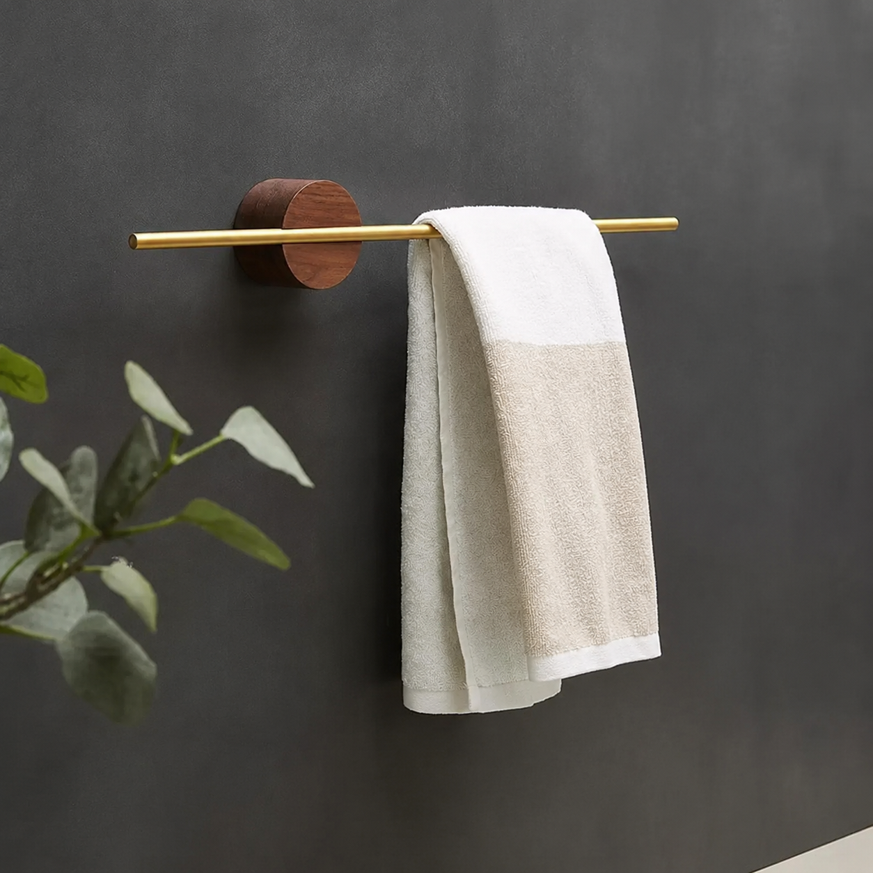 Porte-serviettes Doré en Bois Noyer