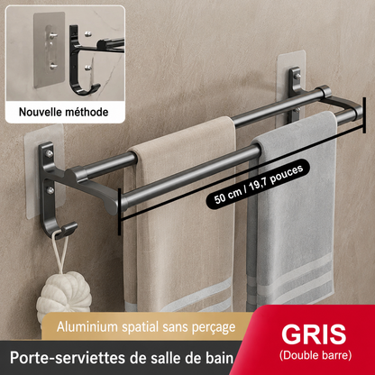 Porte-serviettes Double Barres 50cm en Gris