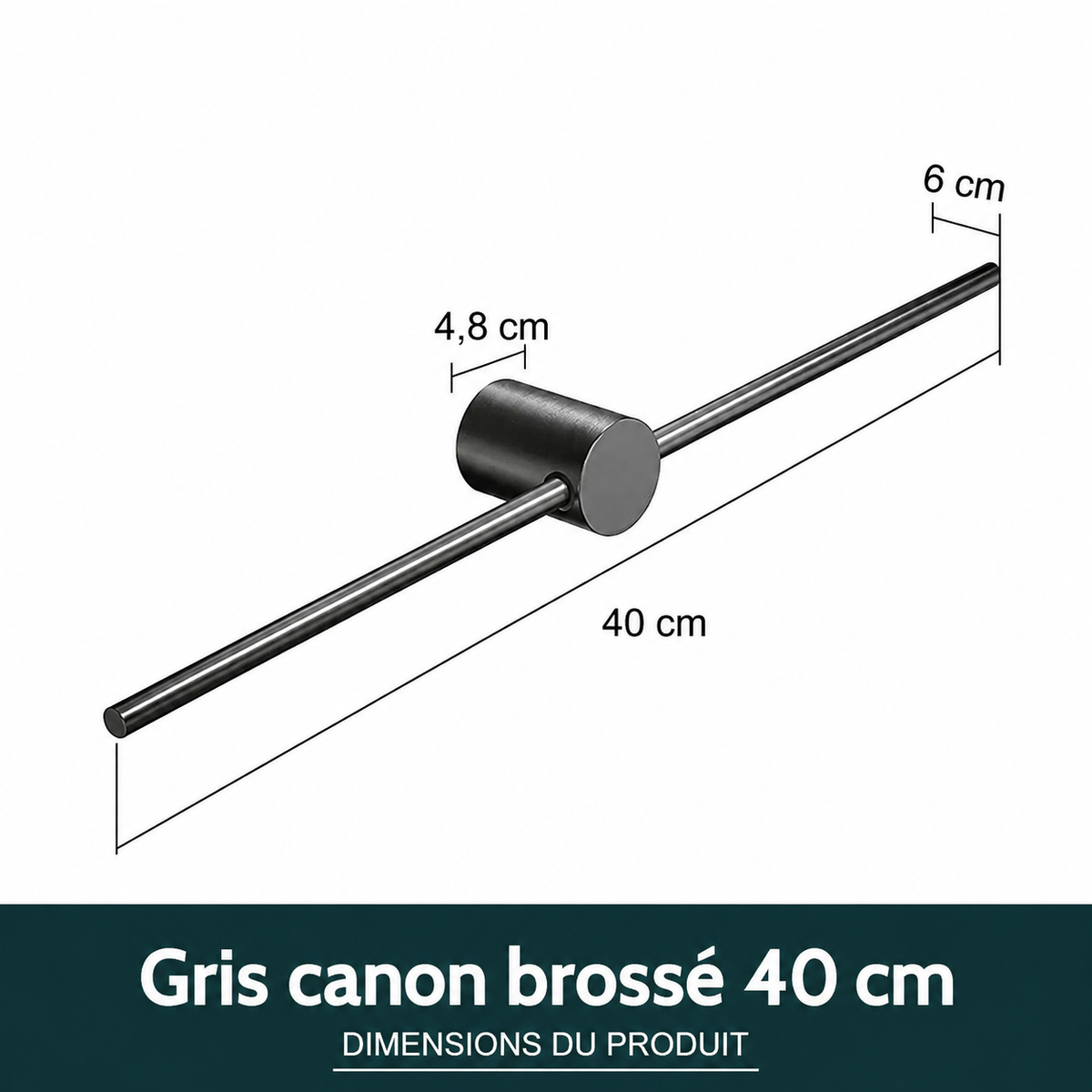 Porte-serviettes Gris Ajustable Mobile 40 cm en Gris canon brossé