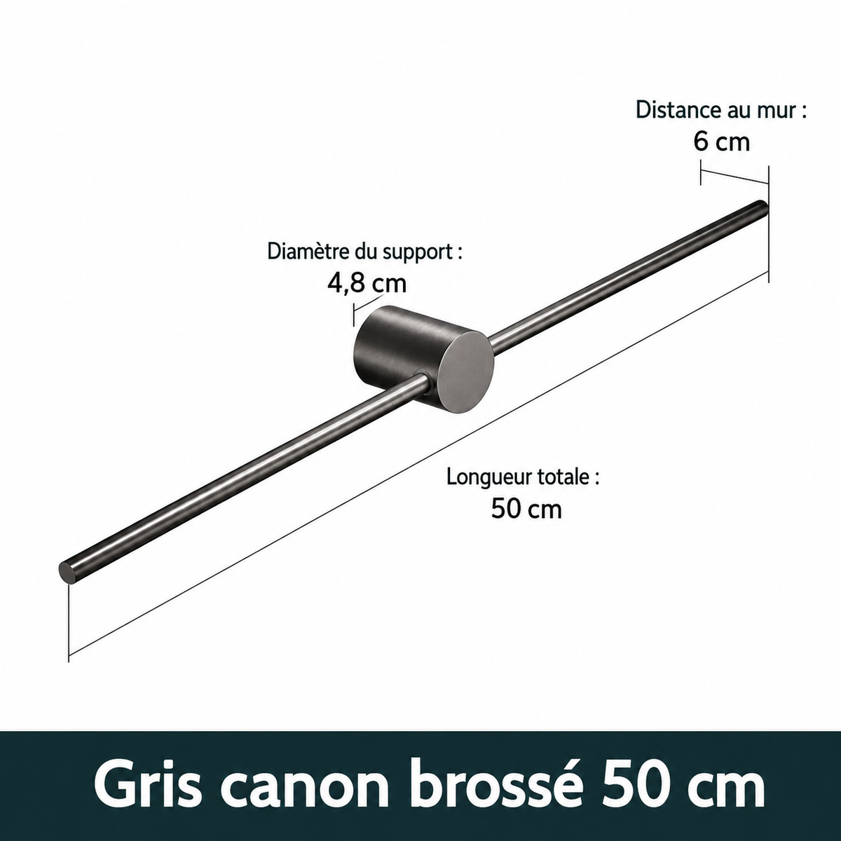 Porte-serviettes Gris Ajustable Mobile 50 cm en Gris canon brossé