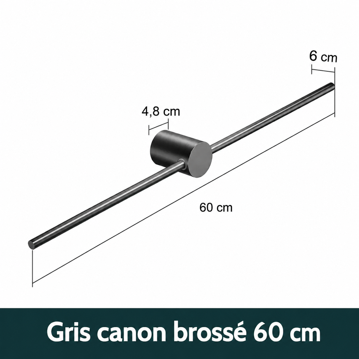 Porte-serviettes Gris Ajustable Mobile 60 cm en Gris canon brossé
