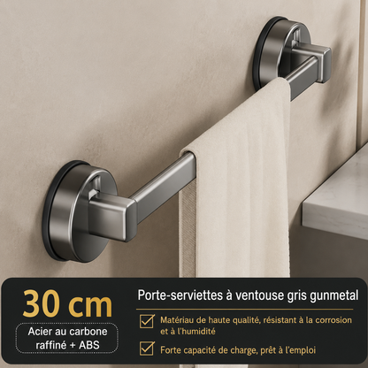 Porte-serviettes Gris à Ventouse 30 cm