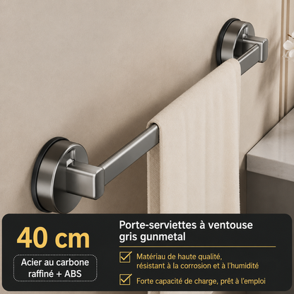 Porte-serviettes Gris à Ventouse 40 cm