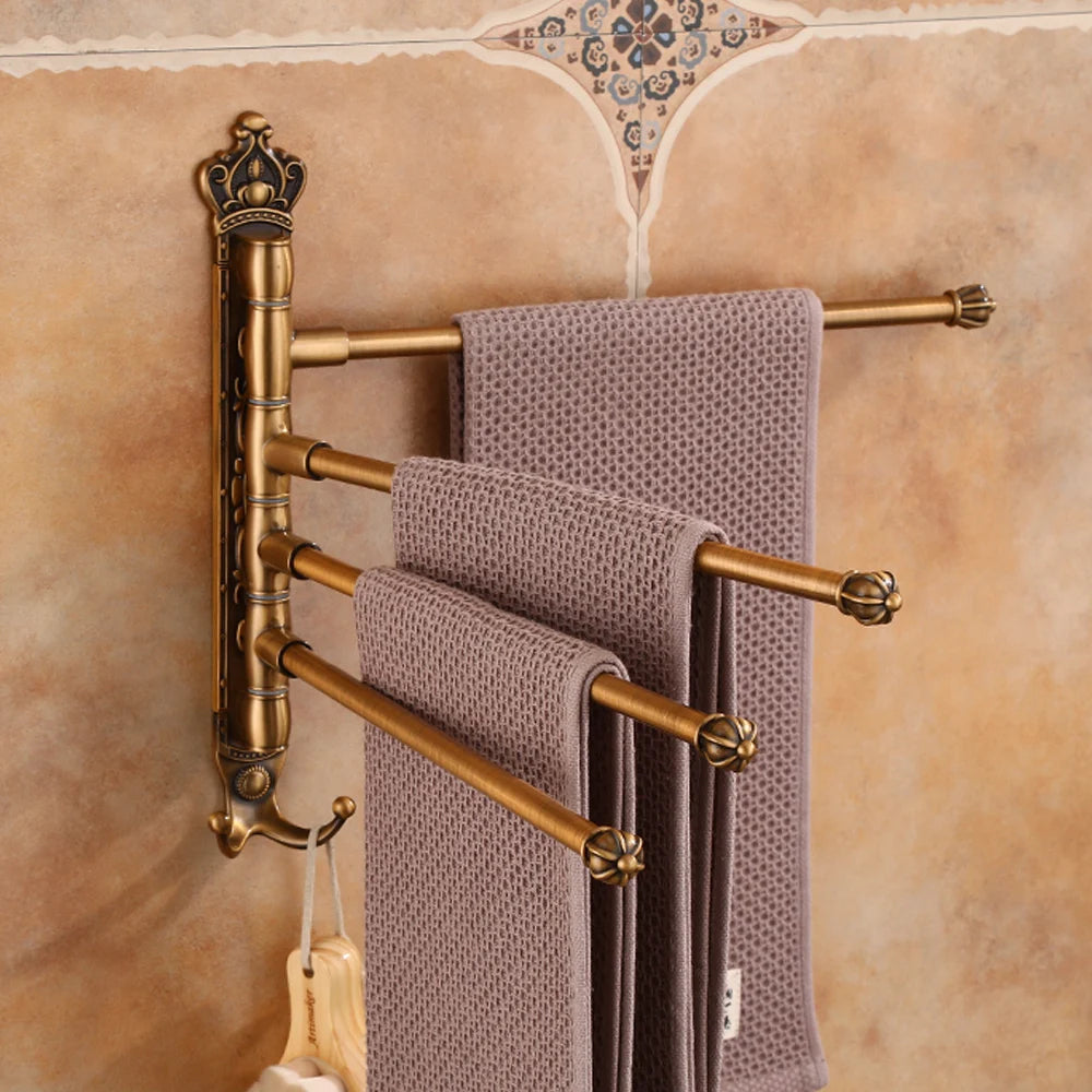 Porte-serviettes mural pivotant avec 4 Barres