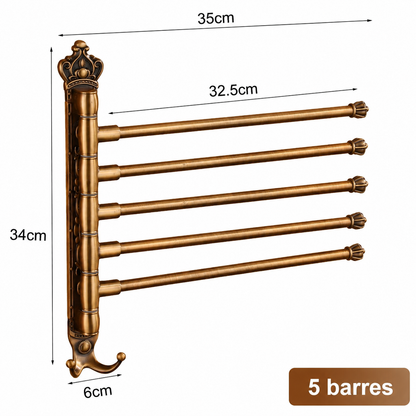 Porte-serviettes Mural Pivotant avec 5 Barres