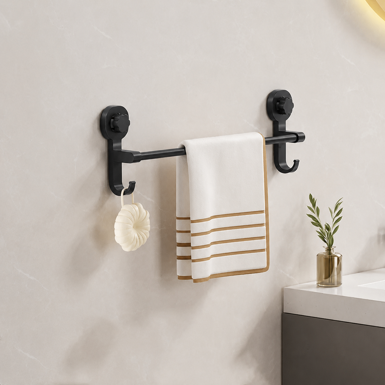 Porte-serviettes Mural Simple en Noir