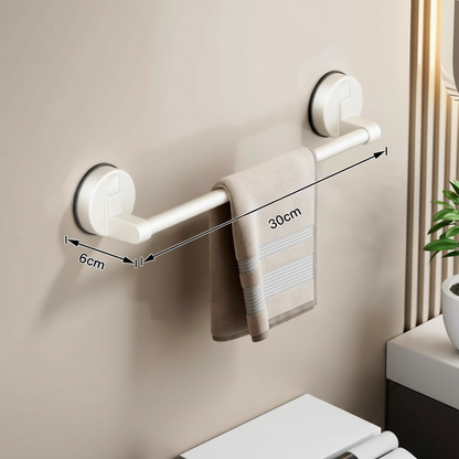 Porte-serviettes Mural à Ventouse 30cm avec 1 Barre en Blanc