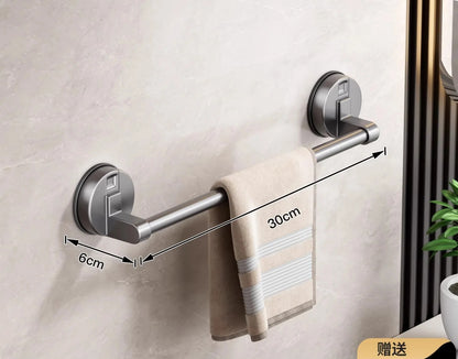 Porte-serviettes Mural à Ventouse 30cm avec 1 Barre en Gris