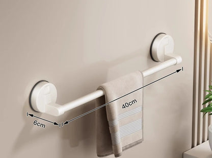 Porte-serviettes Mural à Ventouse 40cm avec 1 Barre en Blanc