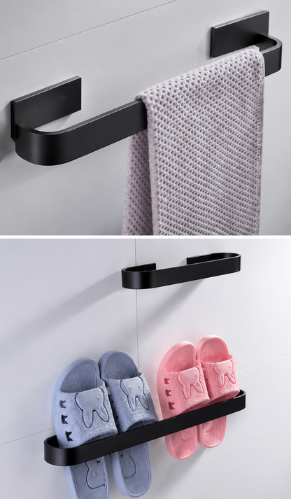 Porte-serviettes Mural en Aluminium Spatial en Noir