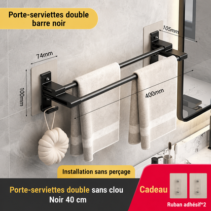 Porte-serviettes Noir Horizontal